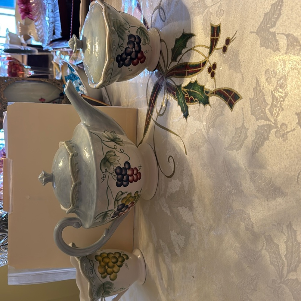Lennox tea, pot creamer, and sugar bowl.